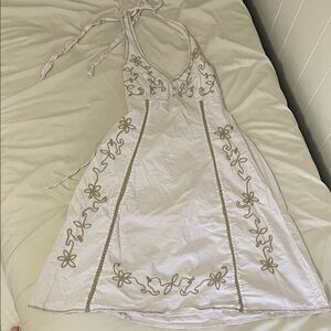 Scully White and Tan Embroidered Dress